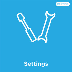 Settings icon isolated on blue background