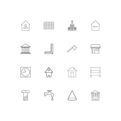 Buildings And Constructions linear thin icons set. Outlined simple vector icons