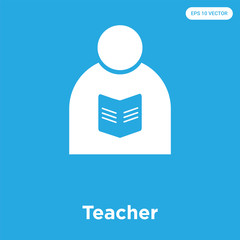 Teacher icon isolated on blue background