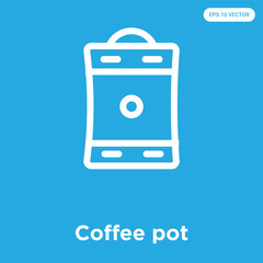 Coffee pot icon isolated on blue background