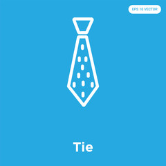Tie icon isolated on blue background