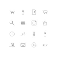 Interface linear thin icons set. Outlined simple vector icons