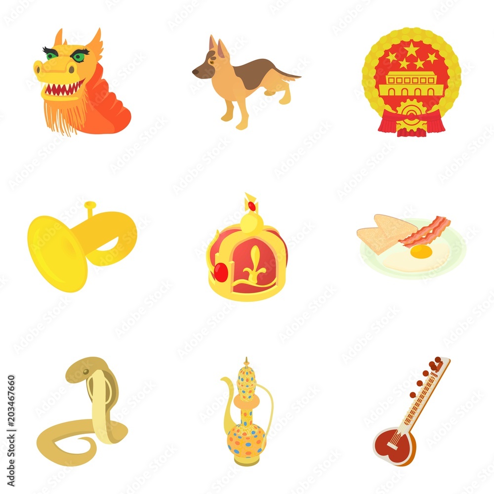 Poster intergovernmental icons set. cartoon set of 9 intergovernmental vector icons for web isolated on whi