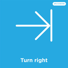 Turn right icon isolated on blue background