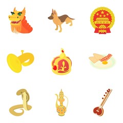 Intergovernmental icons set. Cartoon set of 9 intergovernmental vector icons for web isolated on white background