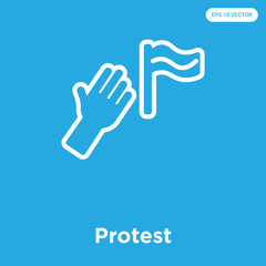 Protest icon isolated on blue background