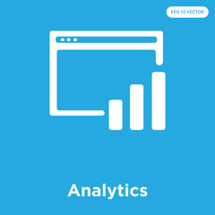 Analytics icon isolated on blue background