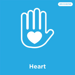 Heart icon isolated on blue background