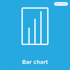 Bar chart icon isolated on blue background