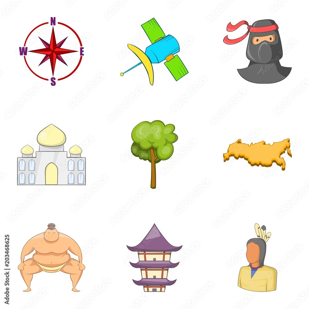 Poster superpower icons set. cartoon set of 9 superpower vector icons for web isolated on white background