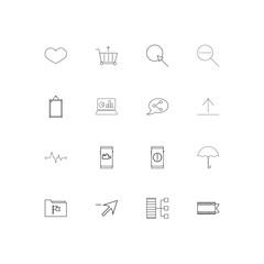 Fototapeta na wymiar Web linear thin icons set. Outlined simple vector icons
