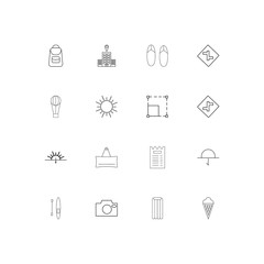 Travel And Tourism linear thin icons set. Outlined simple vector icons