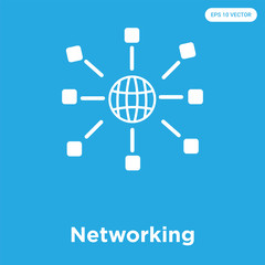 Networking icon isolated on blue background