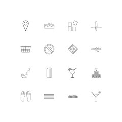 Travel And Tourism linear thin icons set. Outlined simple vector icons