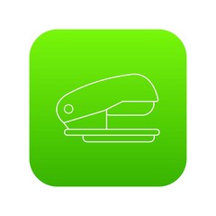 Stapler icon green vector isolated on white background