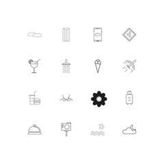 Travel And Tourism linear thin icons set. Outlined simple vector icons