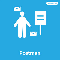 Postman icon isolated on blue background
