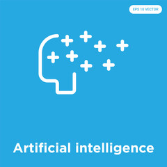 Artificial intelligence icon isolated on blue background