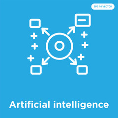 Artificial intelligence icon isolated on blue background