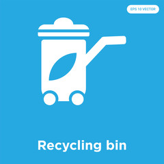 Recycling bin icon isolated on blue background