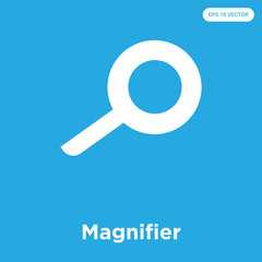 Magnifier icon isolated on blue background