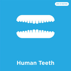 Human Teeth icon isolated on blue background