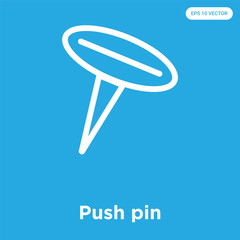 Push pin icon isolated on blue background