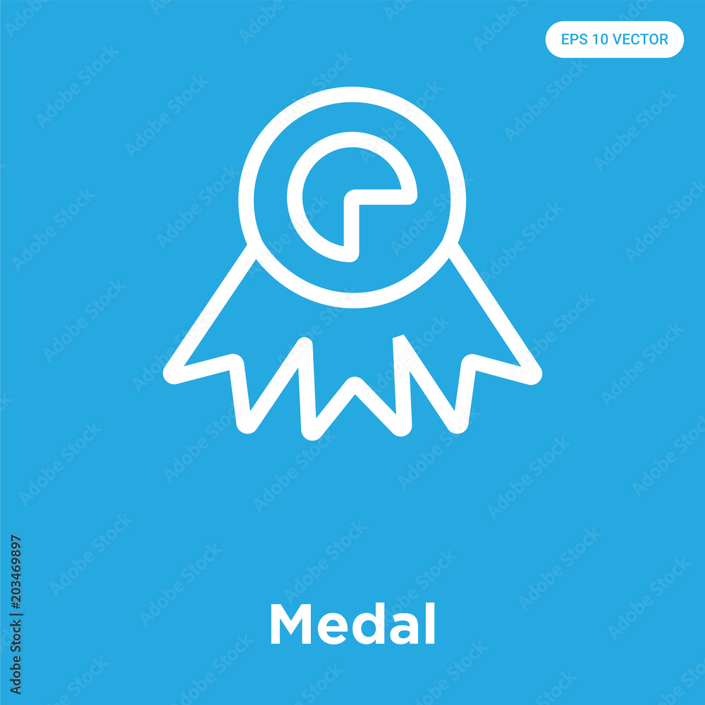 Sticker Medal icon isolated on blue background