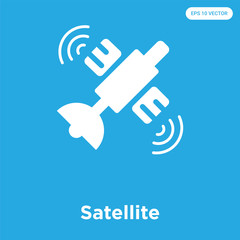 Satellite icon isolated on blue background