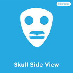 Skull Side View icon isolated on blue background