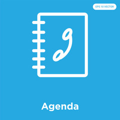 Agenda icon isolated on blue background