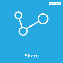 Share icon isolated on blue background