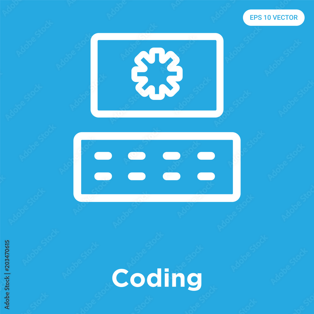 Wall mural Coding icon isolated on blue background