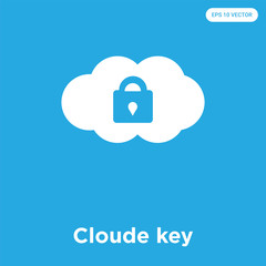 Cloude key icon isolated on blue background