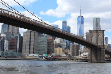 Fototapeta na wymiar Ponte di Brooklyn e manhattan in sfondo 