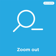 Zoom out icon isolated on blue background
