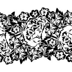 seamless monochrome pattern of flowers for greeting cards, background, price tags