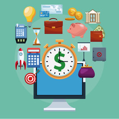 Financial tools technology from computer vector illustration graphic design