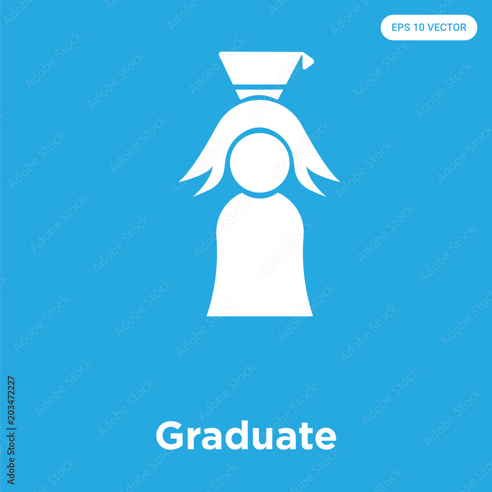 Wall mural Graduate icon isolated on blue background