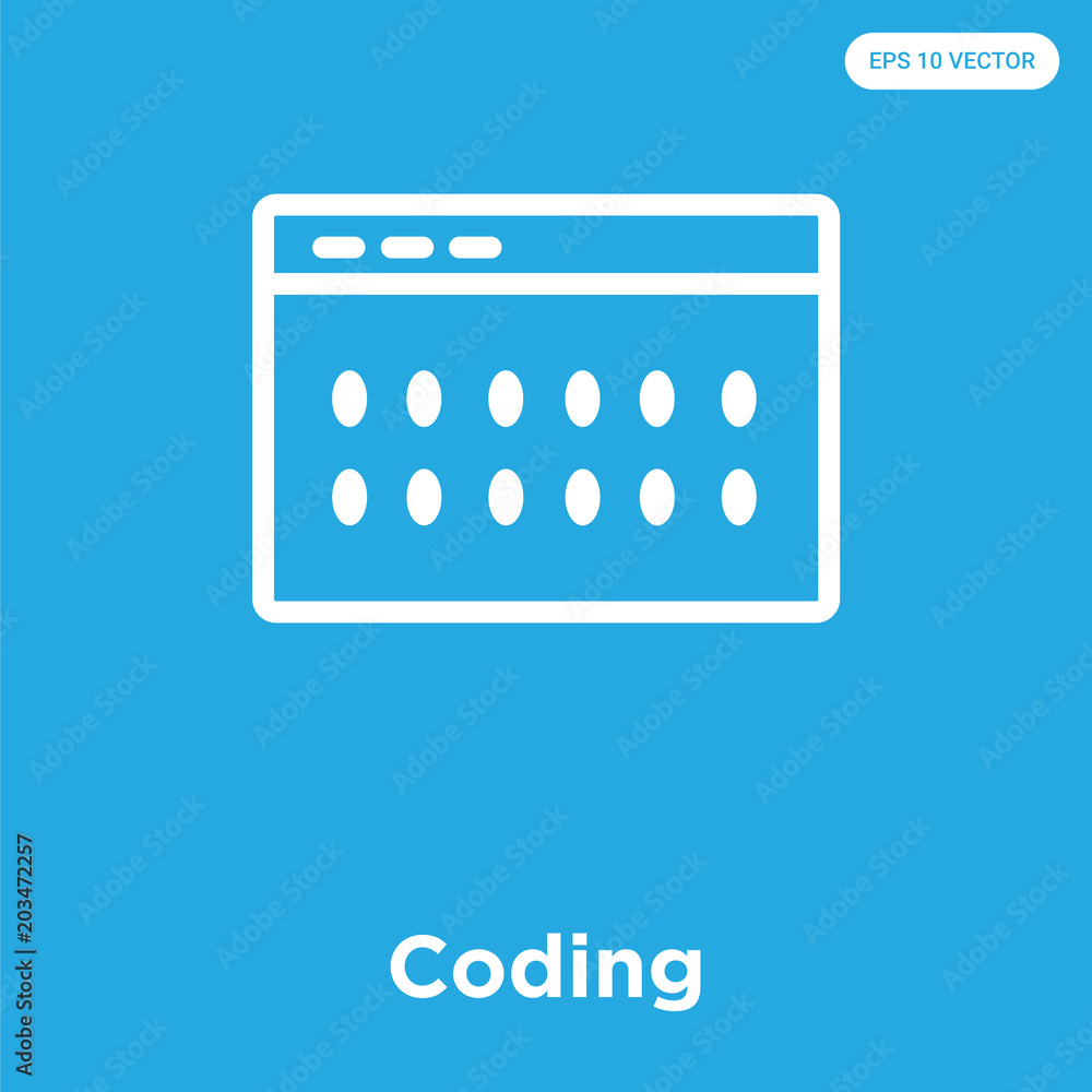 Poster coding icon isolated on blue background
