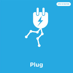 Plug icon isolated on blue background