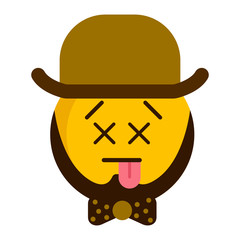 Dead emoji with a gentleman hat