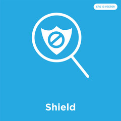 Shield icon isolated on blue background