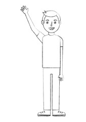 young man standing character image vector illustration sketch