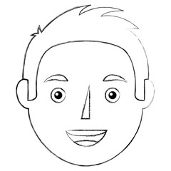 young man face character image vector illustration sketch