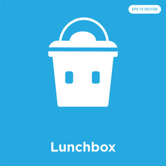 Lunchbox icon isolated on blue background
