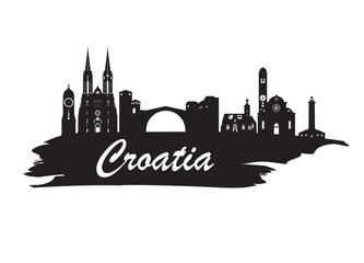 Obraz premium Croatia Landmark Global Travel And Journey paper background. Vector Design Template.used for your advertisement, book, banner, template, travel business or presentation