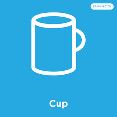 Cup icon isolated on blue background