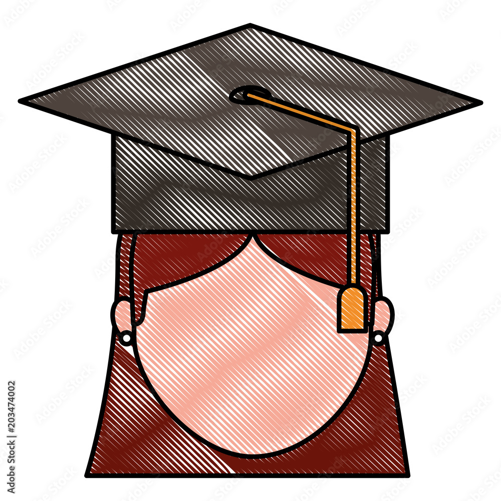 Canvas Prints young woman with graduation hat avatar character vector illustration design