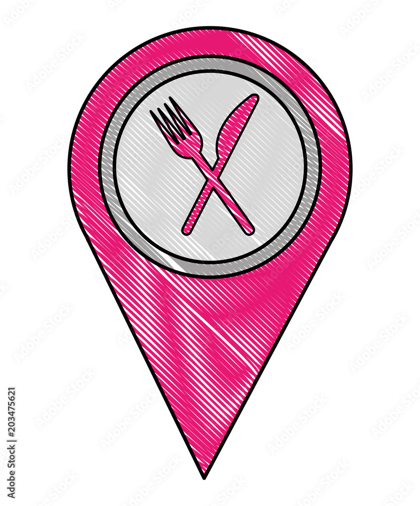 Poster restaurant pointer gps navigation location image vector illustration drawing